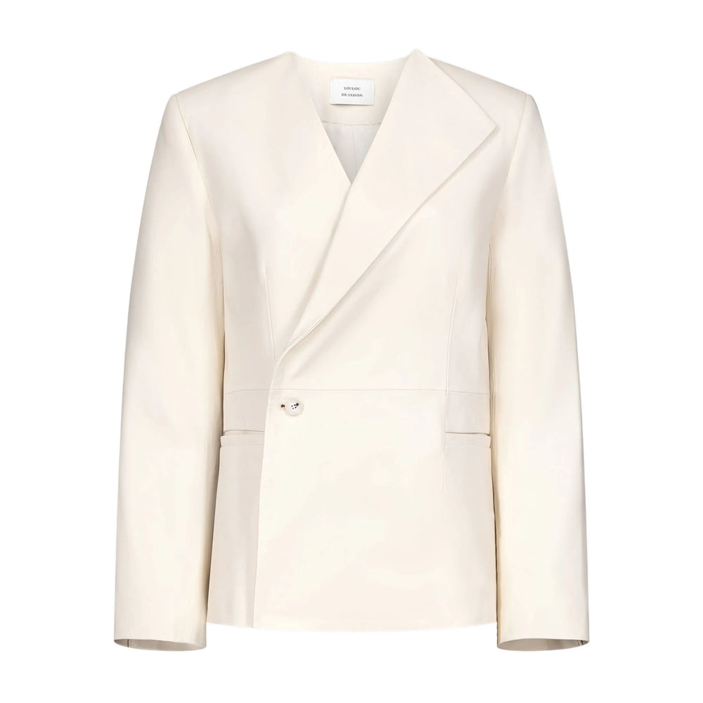 Asymmetrical Calf Leather Blazer