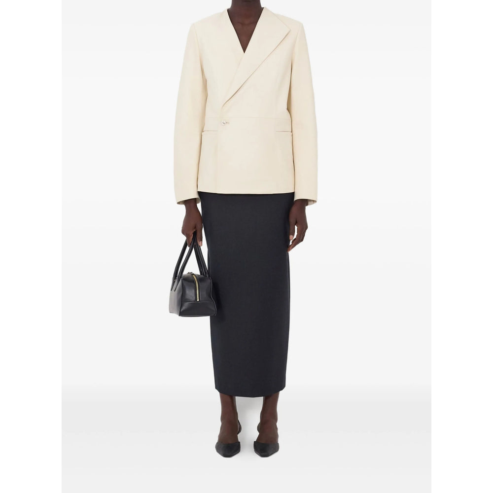 Asymmetrical Calf Leather Blazer