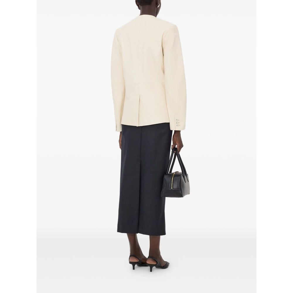 Asymmetrical Calf Leather Blazer