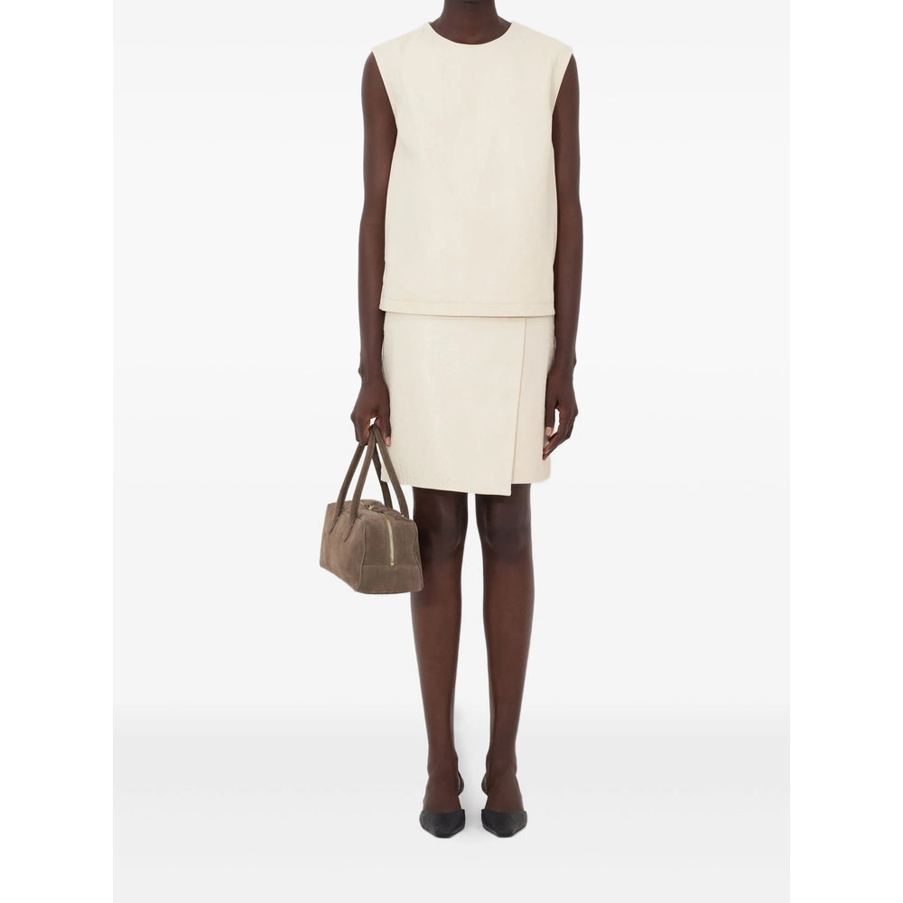 Timeless Beige Leather Crew Sweater