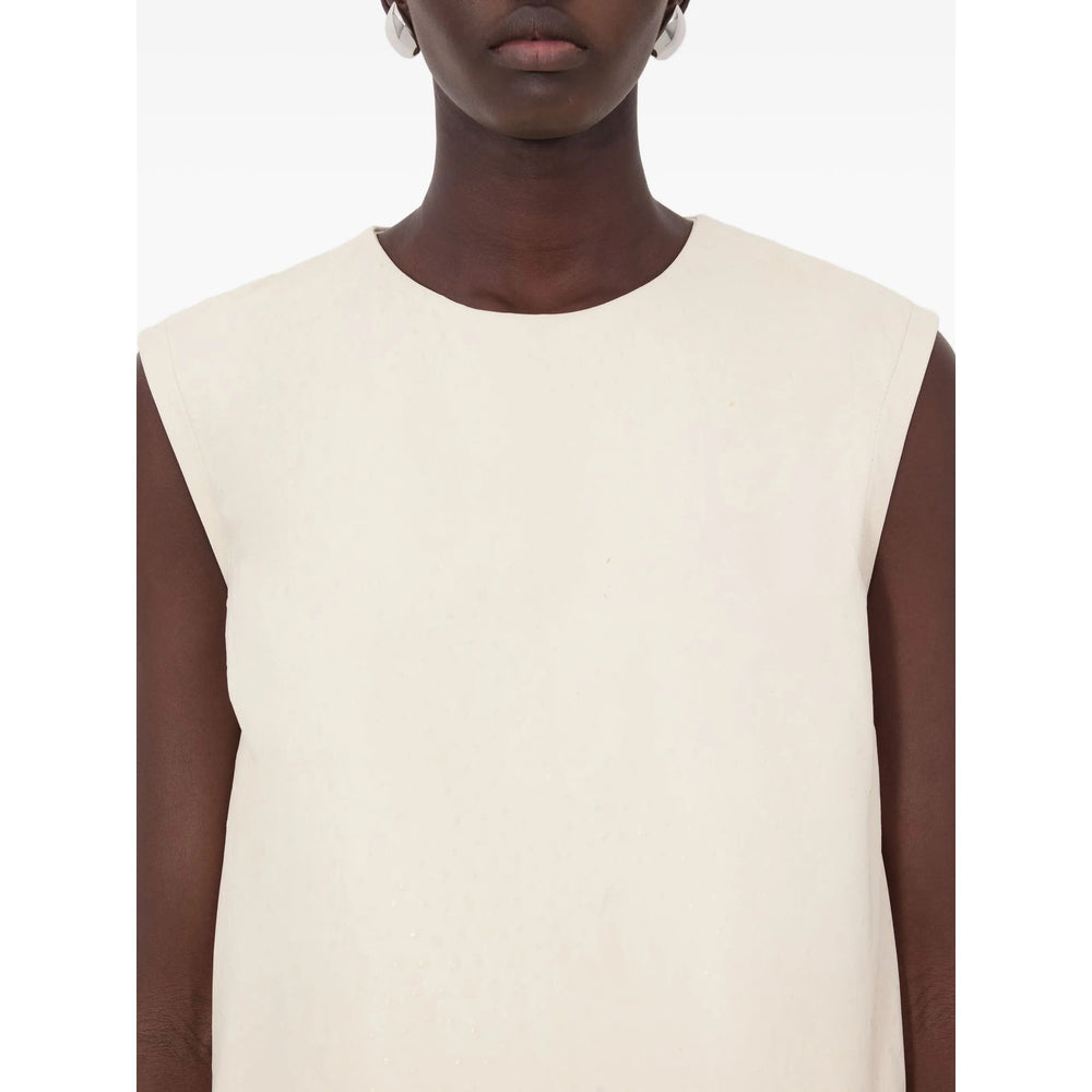Timeless Beige Leather Crew Sweater