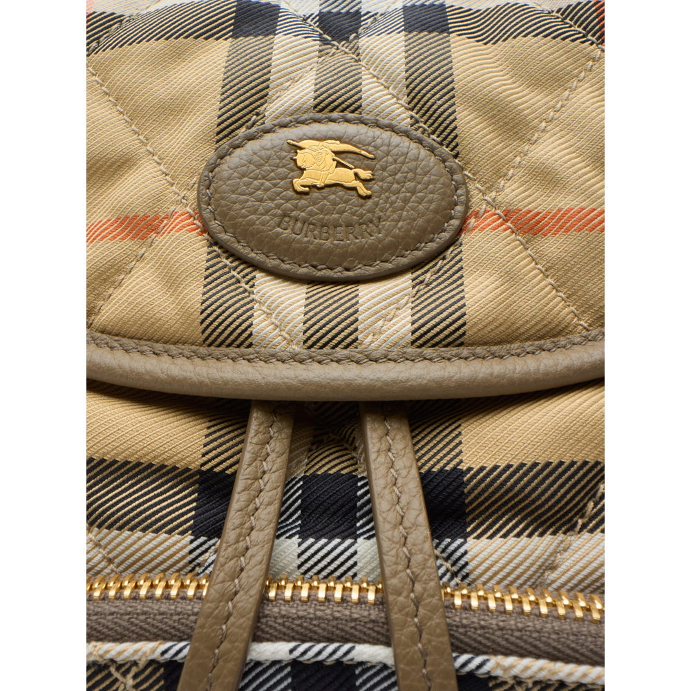 Beige Checker Equestrian Satchel
