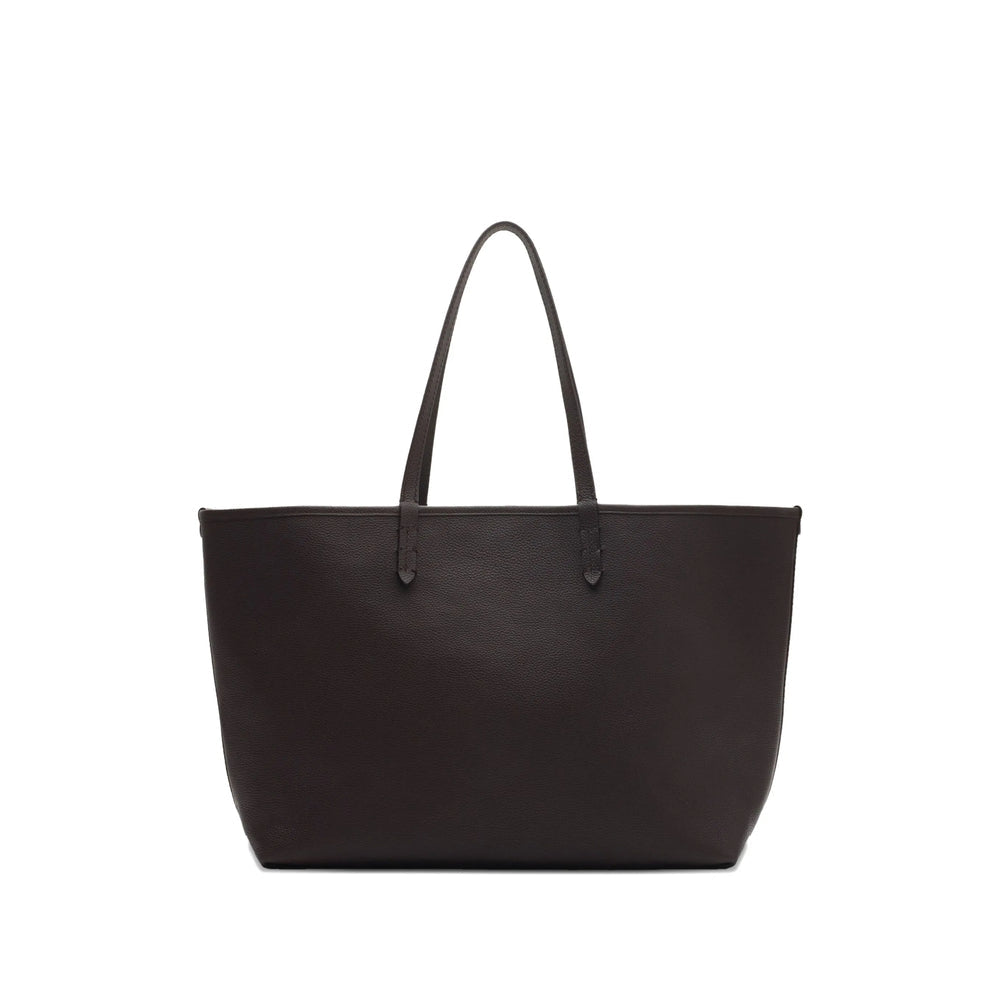 Dark Brown Leather Check Handbag With Pouch