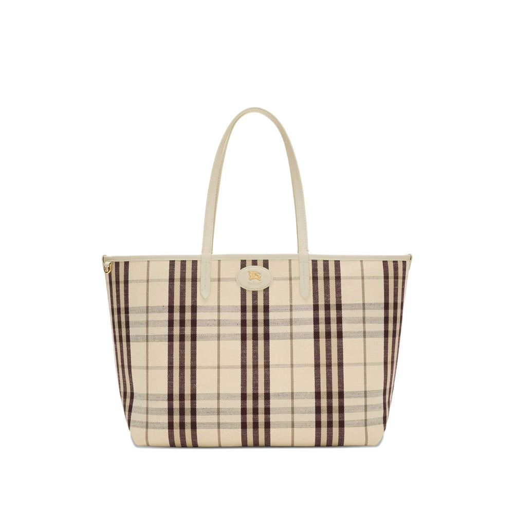 Soft Beige Check Tote Bag