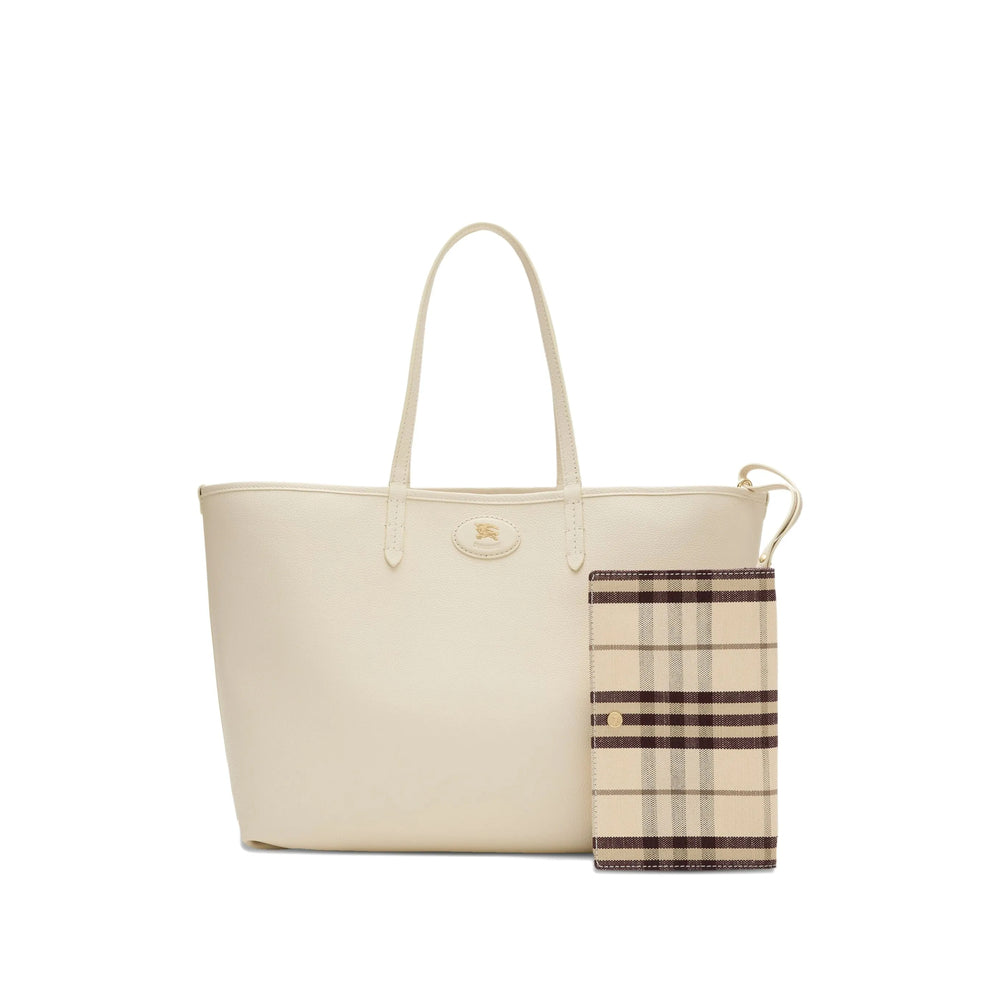 Soft Beige Check Tote Bag
