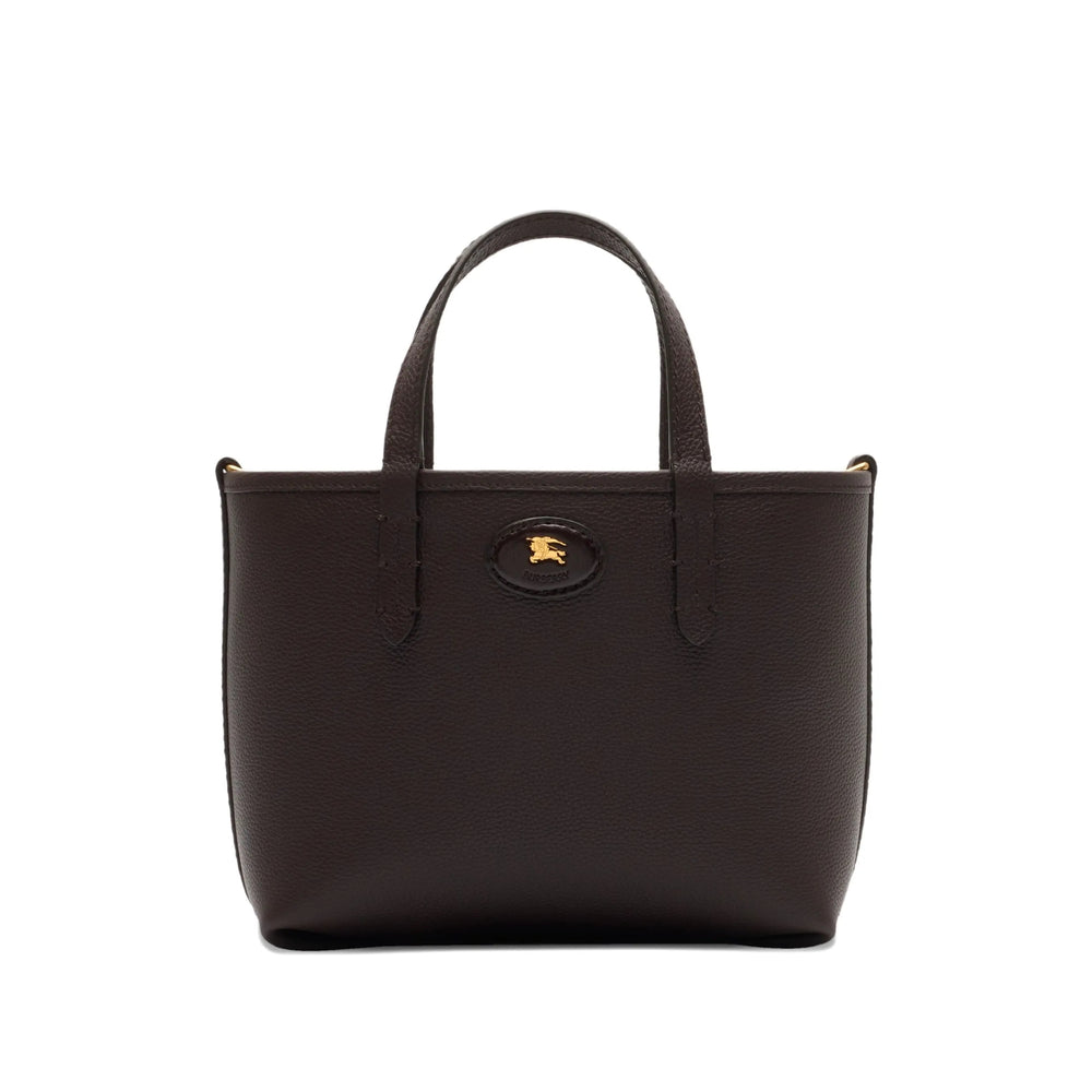 Dark Brown Leather Check Tote Bag