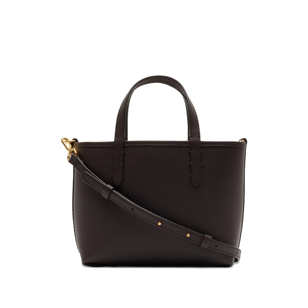 Dark Brown Leather Check Tote Bag