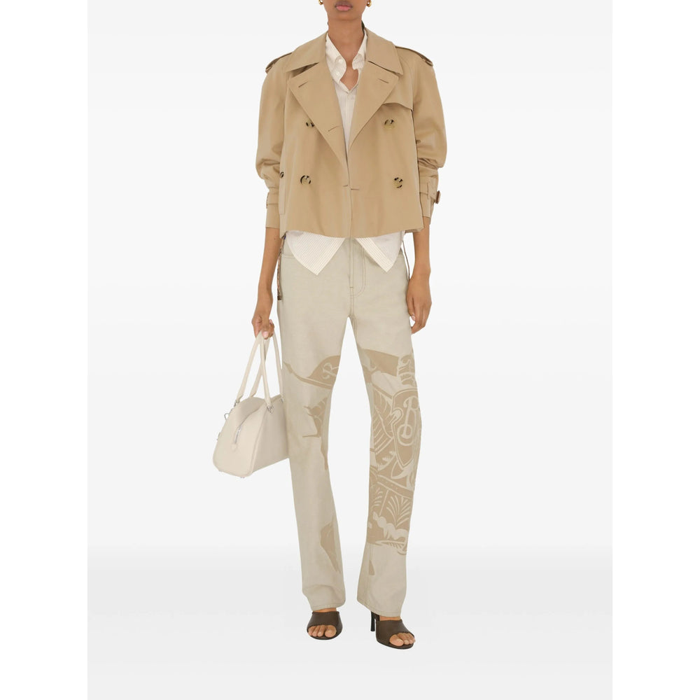 Beige Double-breasted Cotton Coat
