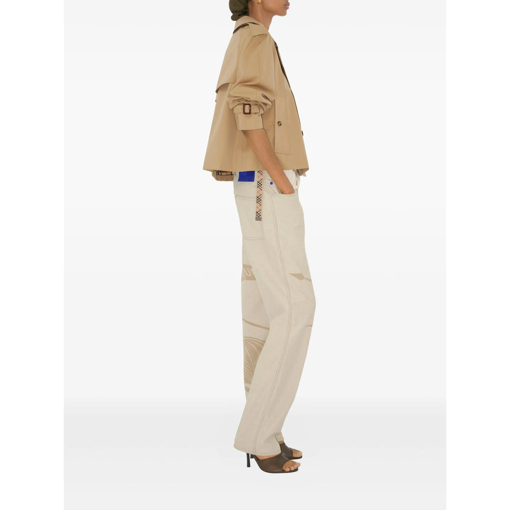 Beige Double-breasted Cotton Coat