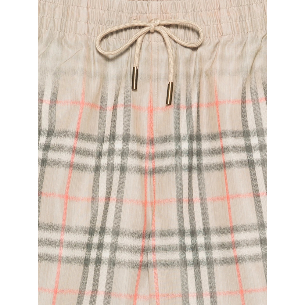 Beige Check Waist Tie Swimsuit