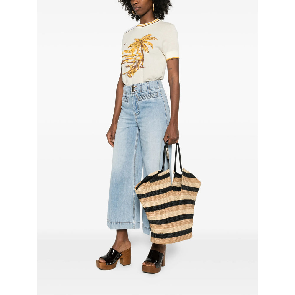 Gold-tone Stripe Tote Bag