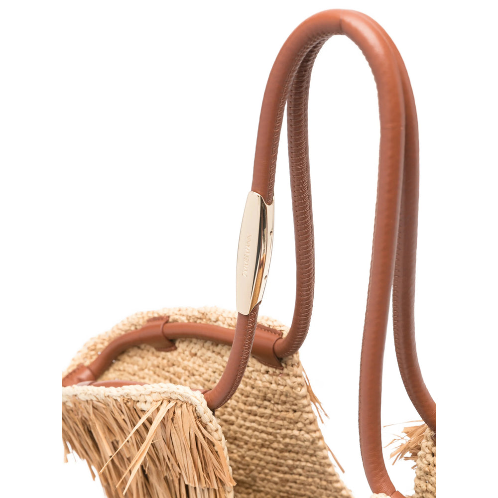 Warm Light Brown Leather Fringe Satchel