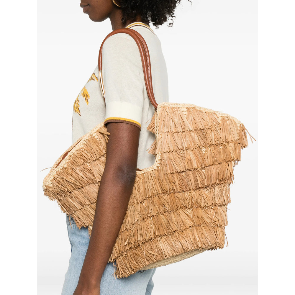 Warm Light Brown Leather Fringe Satchel