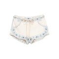 Soft Beige Floral Drawstring Linen Pant