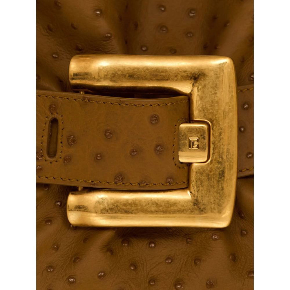 Brown Calfskin Chain Handle Tote