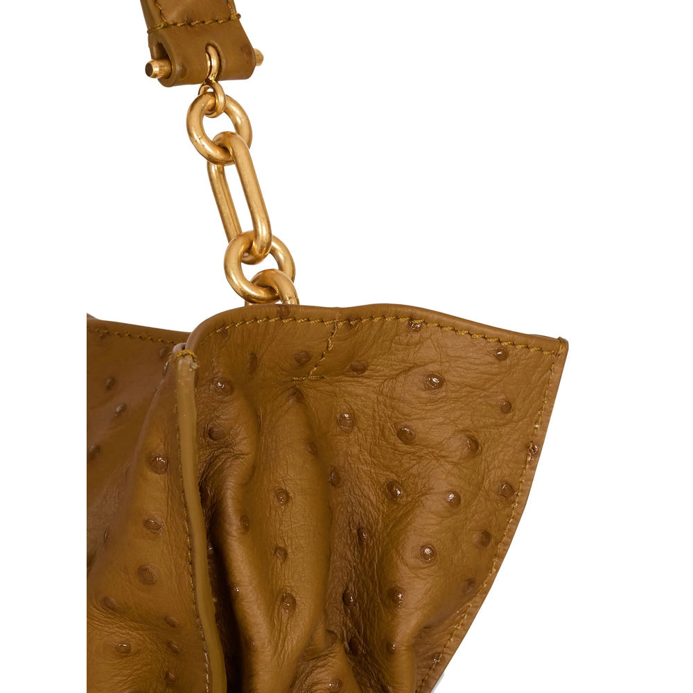 Brown Calfskin Chain Handle Tote