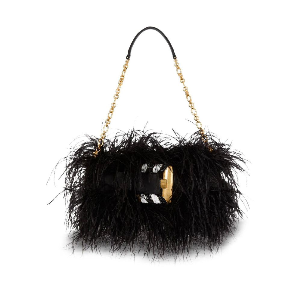 Gold Tone Feather Clasp Bag