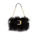 Gold Tone Feather Clasp Bag