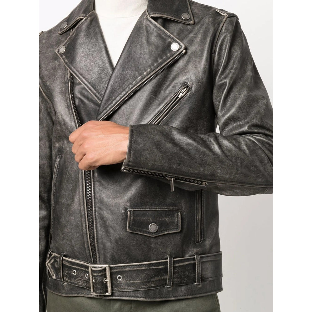 Grained Leather Garment Jacket