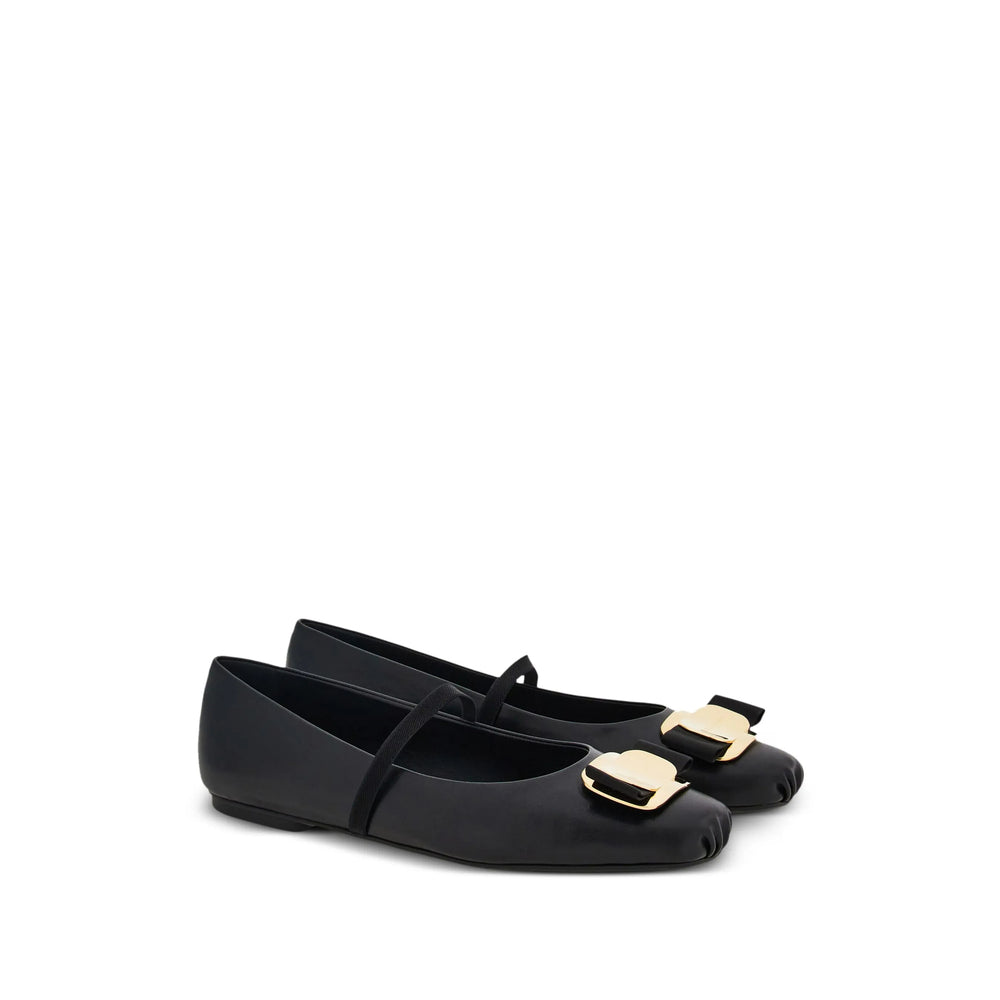 Black Lambskin Bow Slip-ons