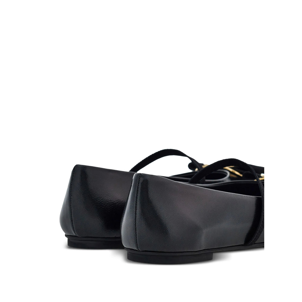 Black Lambskin Bow Slip-ons