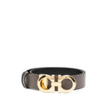 Grey Gold Tone Calf Leather Belt
