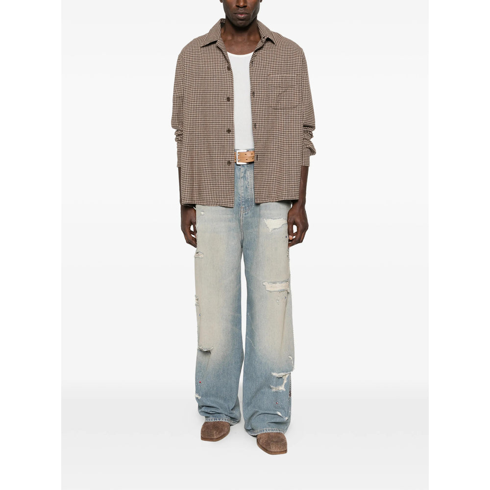 Distressed Denim Biker Jacket