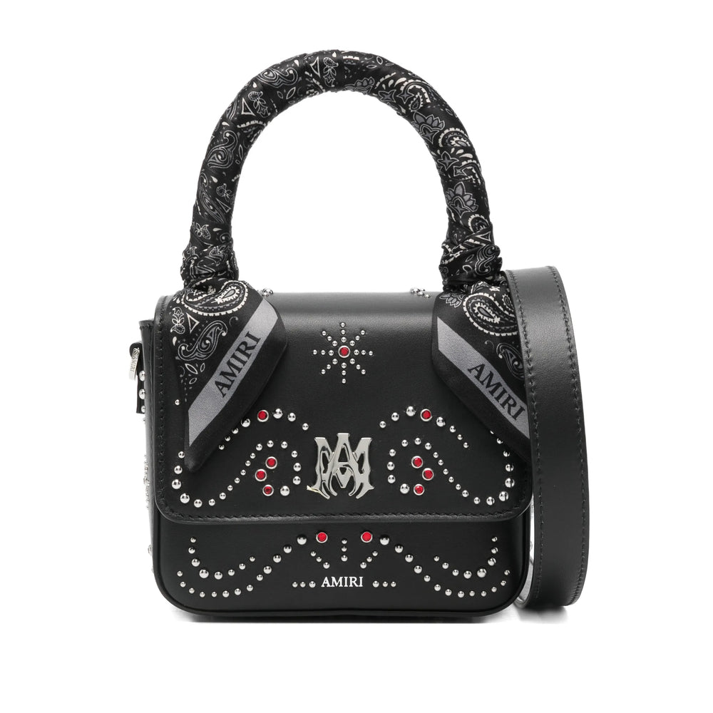 Silver Studded Calf Leather Satchel