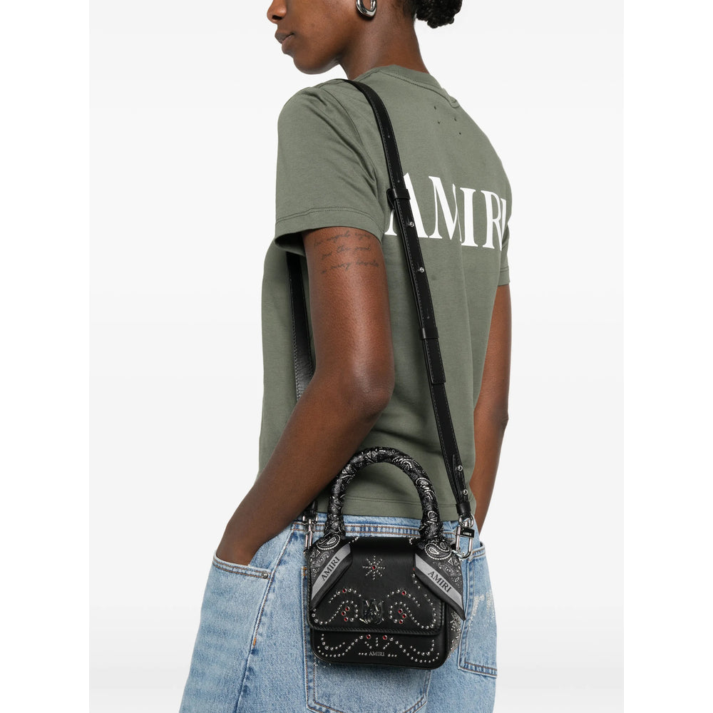 Silver Studded Calf Leather Satchel