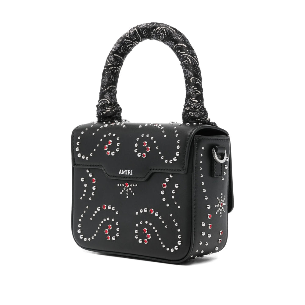 Silver Studded Calf Leather Satchel