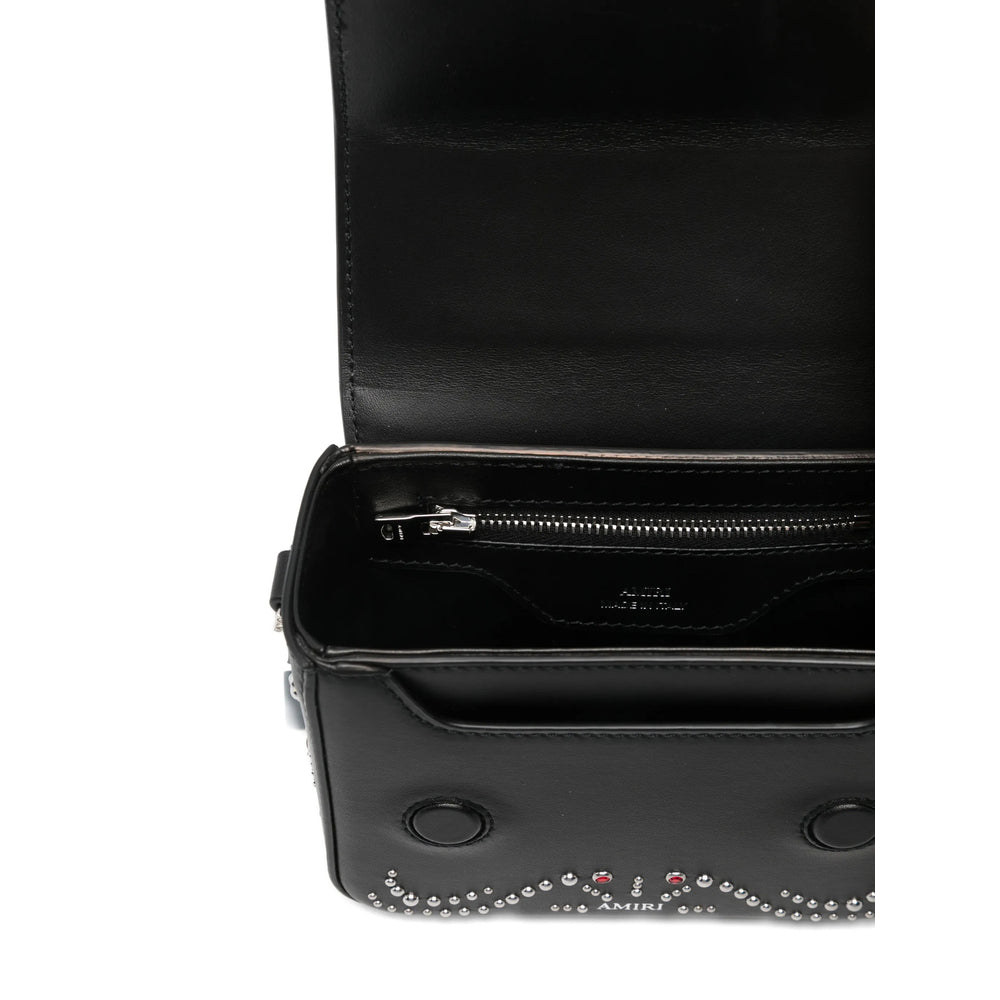 Silver Studded Calf Leather Satchel