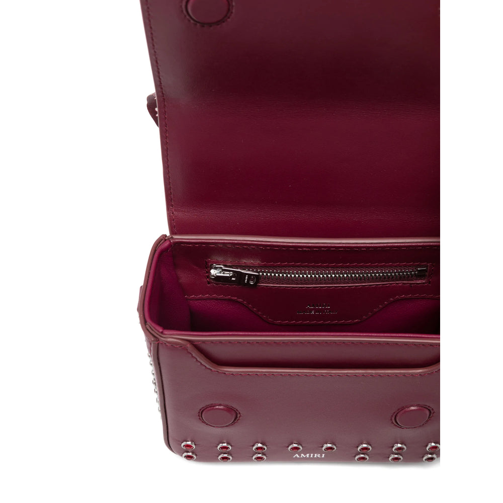 Wine Red Calf Leather Scarf With Stud Accents