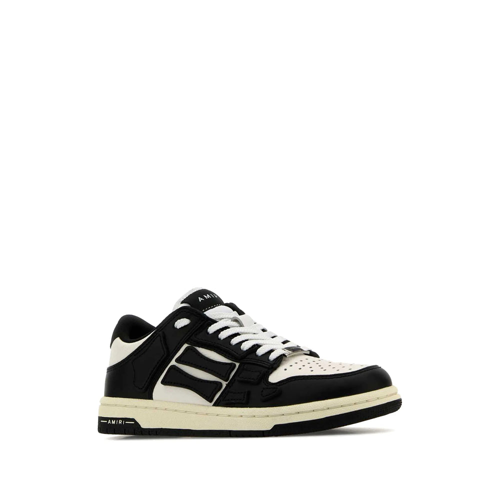 Black White Leather Lace Up Pump