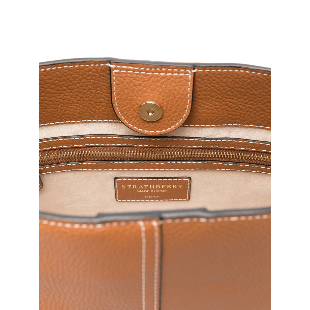 Cognac Brown Calf Leather Satchel Bag