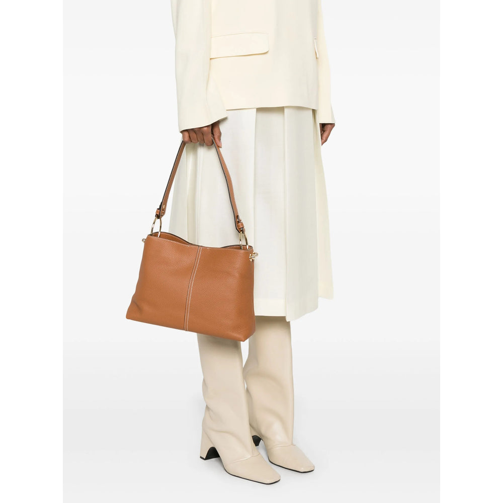 Cognac Brown Calf Leather Satchel Bag