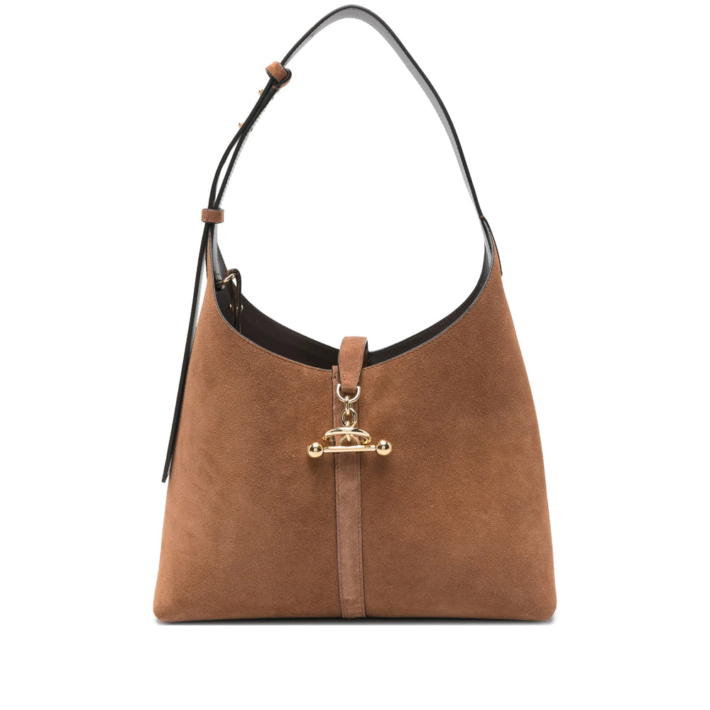 Earth Toned Calf Suede Shoulder Bag