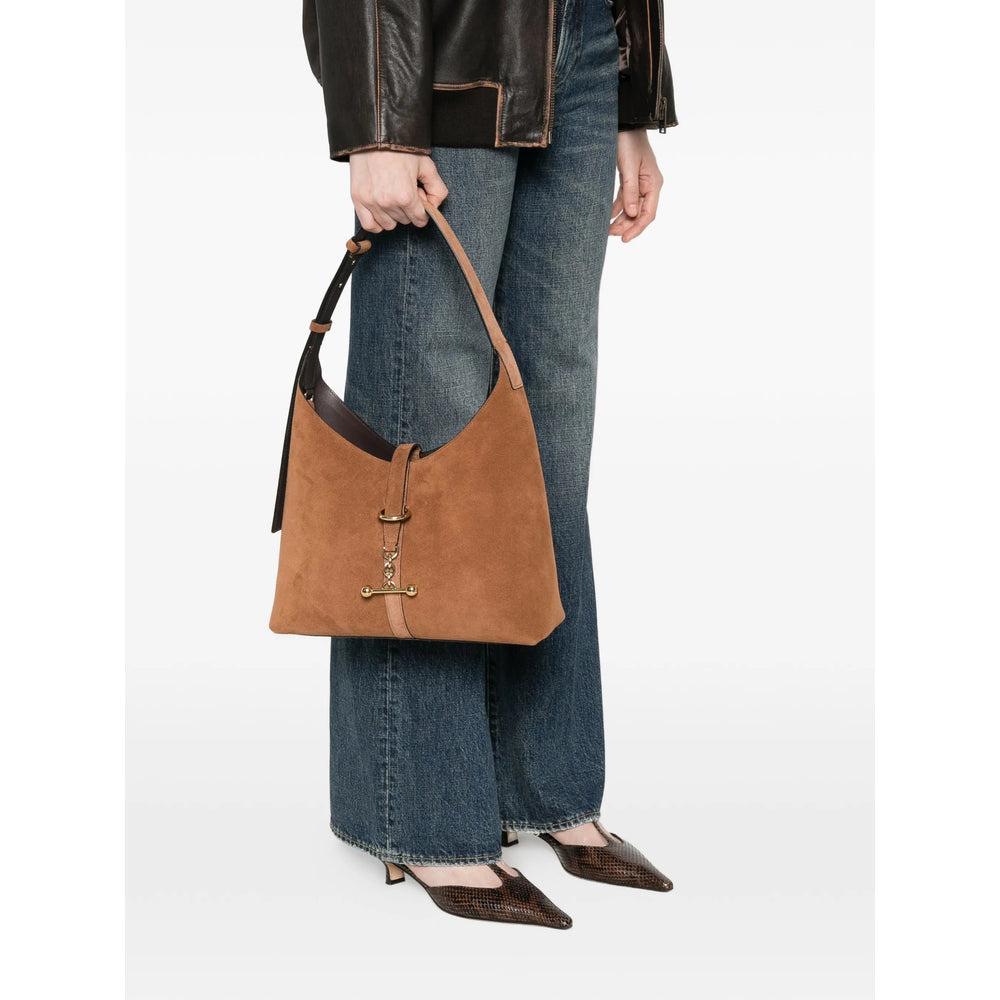 Earth Toned Calf Suede Shoulder Bag