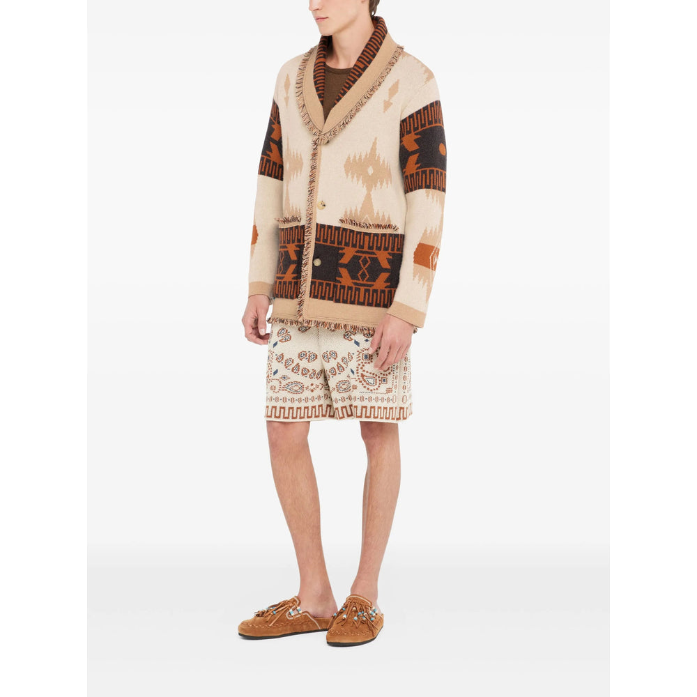 Cashmere Blend Lapel Shawl With Fringe
