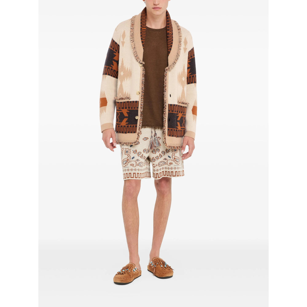 Cashmere Blend Lapel Shawl With Fringe