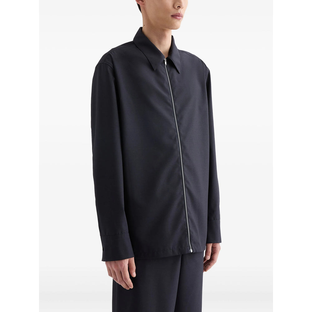 Navy Wool Zip Jacket