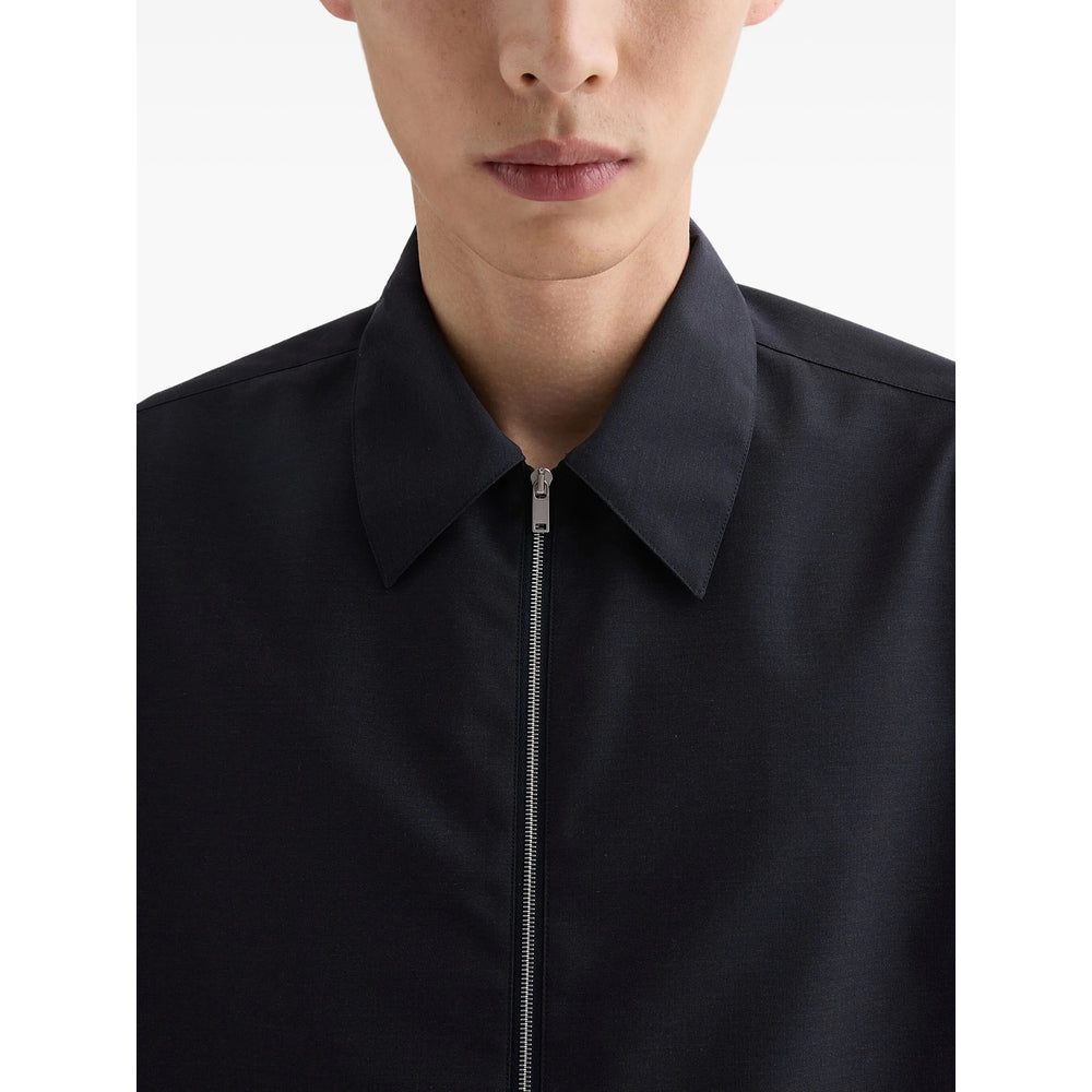 Navy Wool Zip Jacket