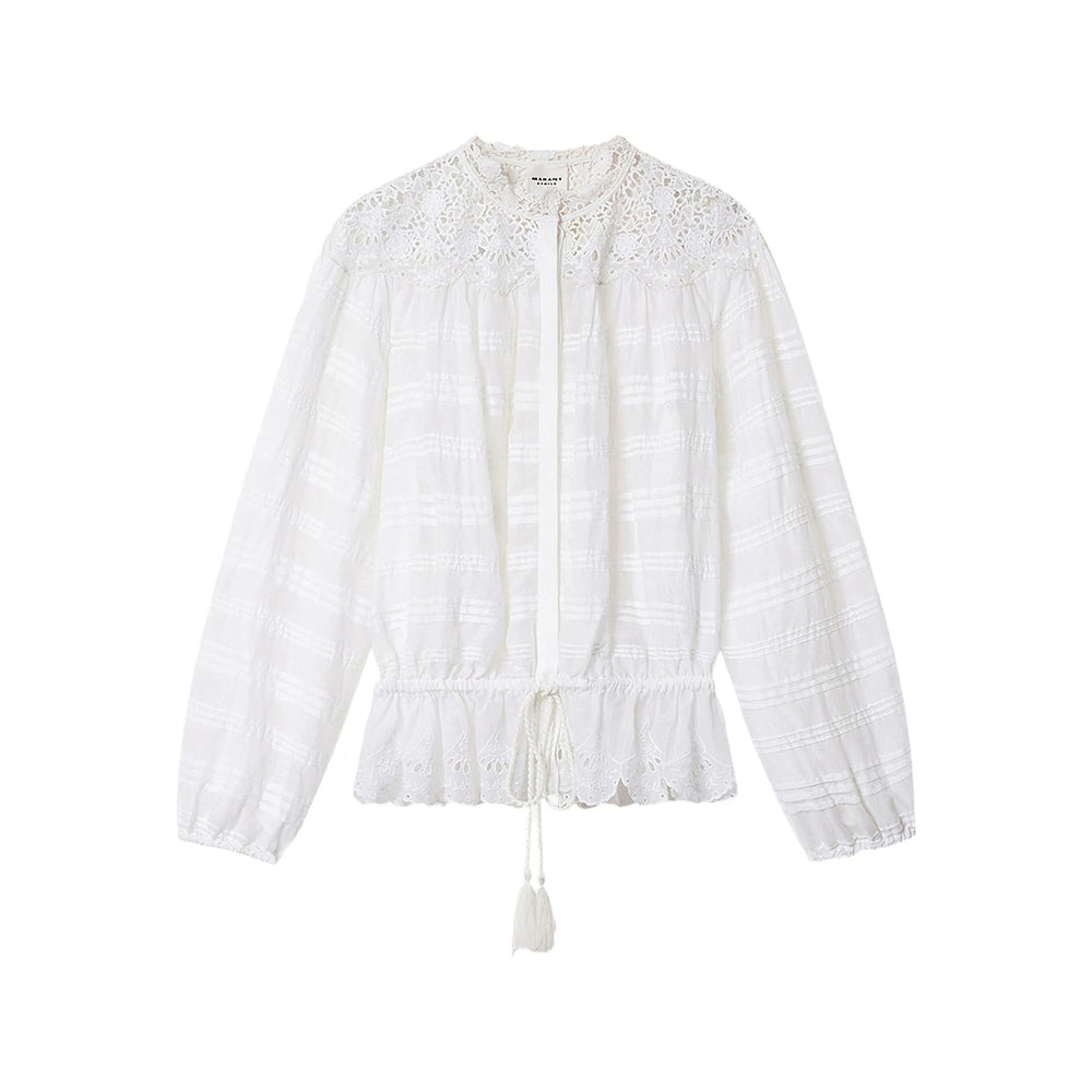 Embellished Cotton Collar Top