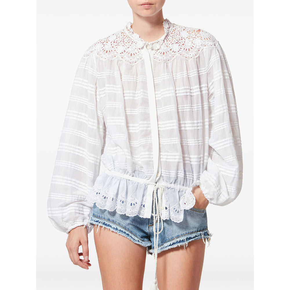 Embellished Cotton Collar Top