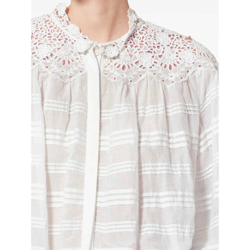 Embellished Cotton Collar Top