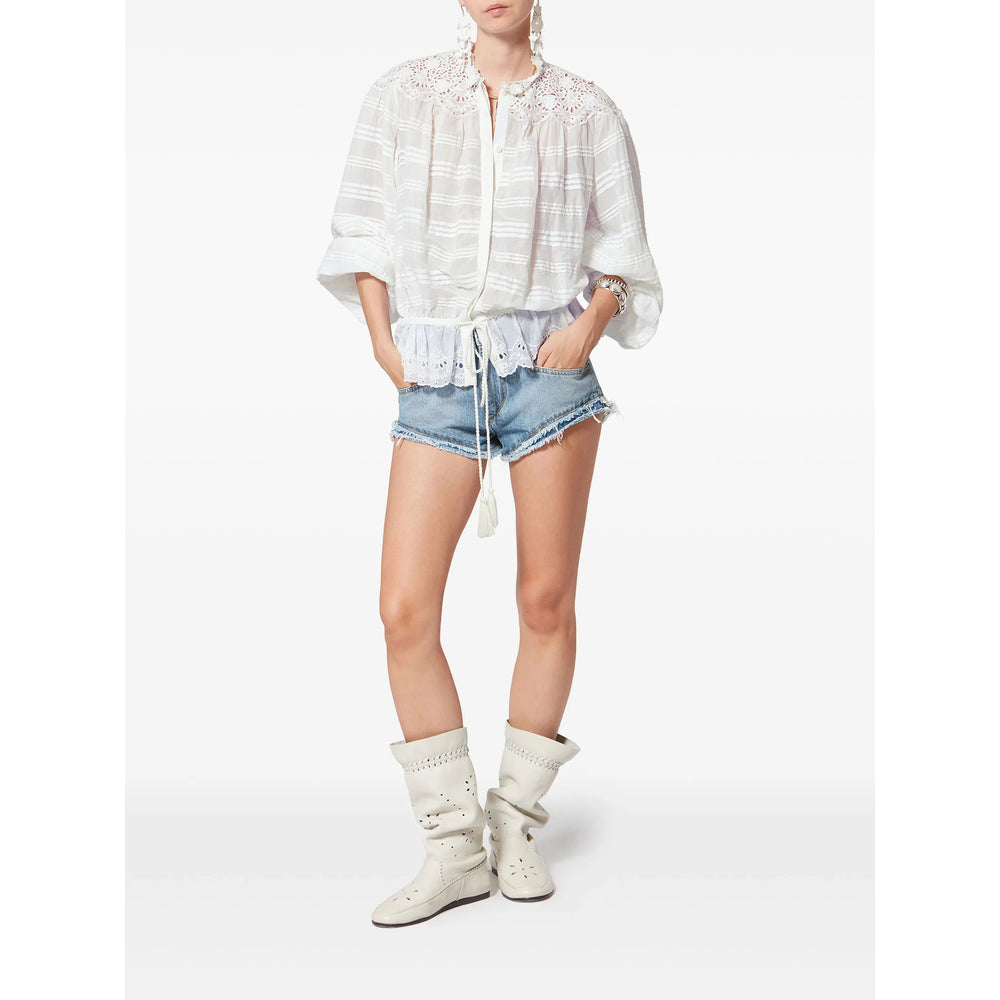 Embellished Cotton Collar Top