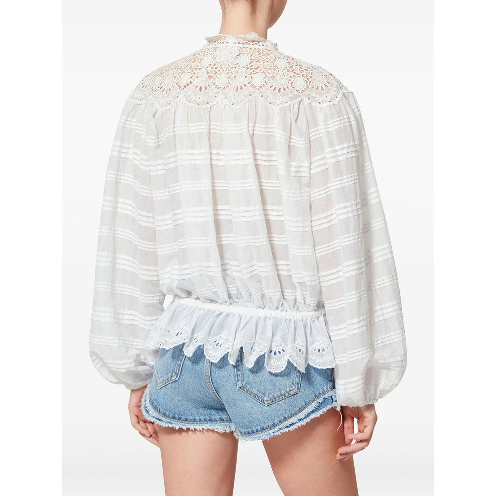Embellished Cotton Collar Top
