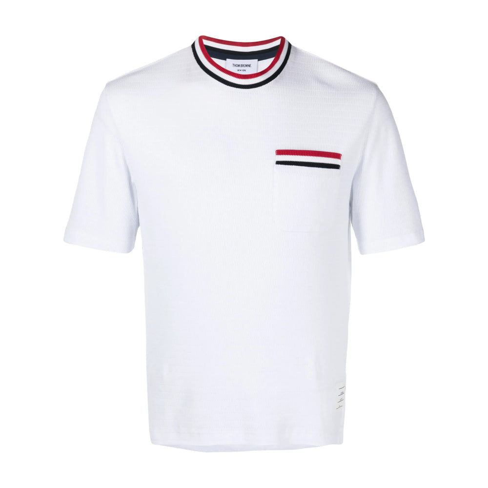 Crisp White Stripe Mock Neck