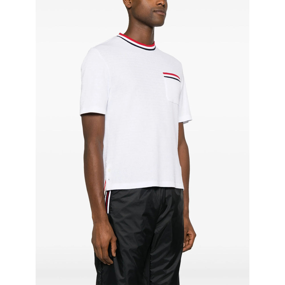 Crisp White Stripe Mock Neck
