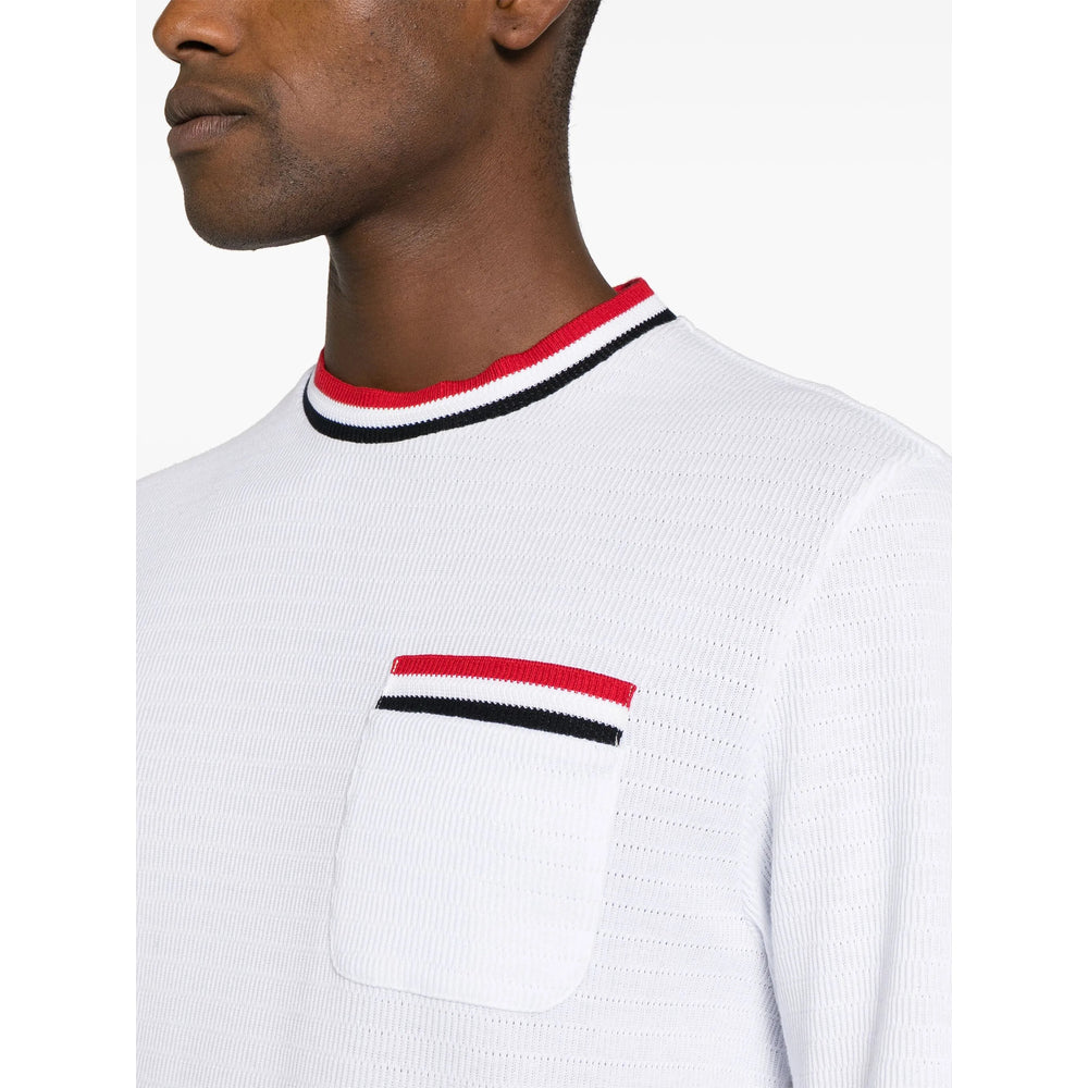 Crisp White Stripe Mock Neck