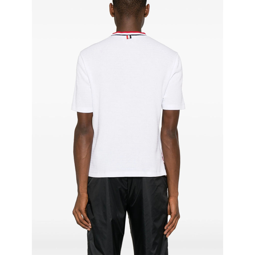 Crisp White Stripe Mock Neck